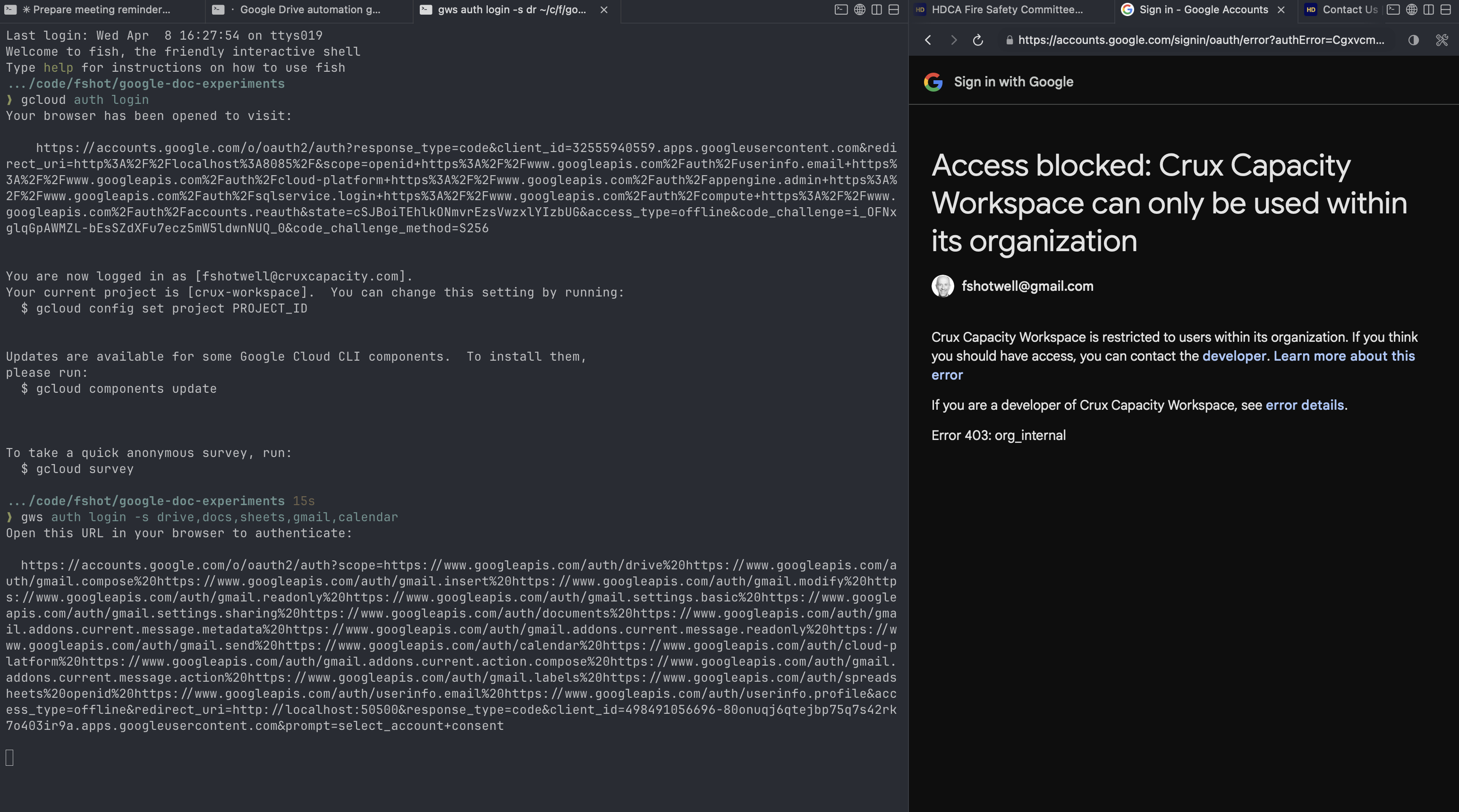 Access blocked because OAuth was set to org_internal